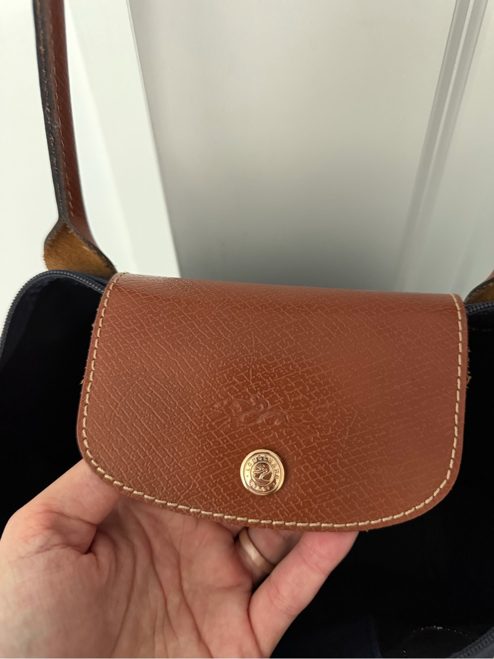 Longchamp Navy and Brown Le Pliage Tote - Picture 3 of 5
